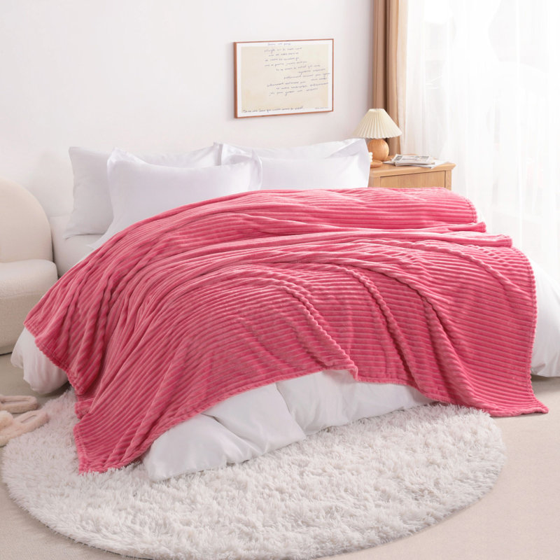 Couverture pour bébé en peluche?, Rose corail, Lit simple