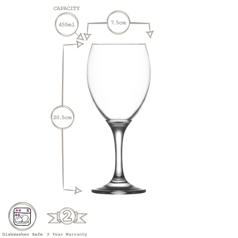 LAV Glass All Purpose Wine Glass Stemware, 455