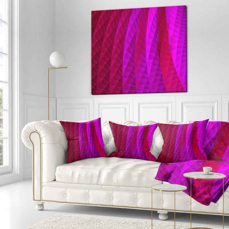 Conception psychédélique superposée - Coussin imprimé abstrait, 18 po x 18 po, Coussin décoratif, Rose