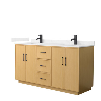 Elan TK 66" Freestanding Double Bathroom Vanity with Cultured Marble Top