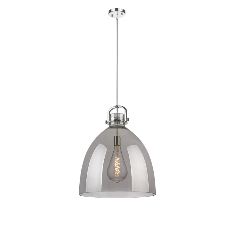 Luminaire suspendu sur tige 1 lumière Wimbush, H 19,75 po x l 18 po x P 18 po, Plaqué couleur fumée, Nickel poli