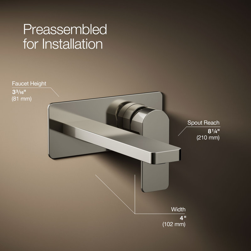 Parallel Wall-Mount Single-Handle Bathroom Sink Faucet, Polished Nickel