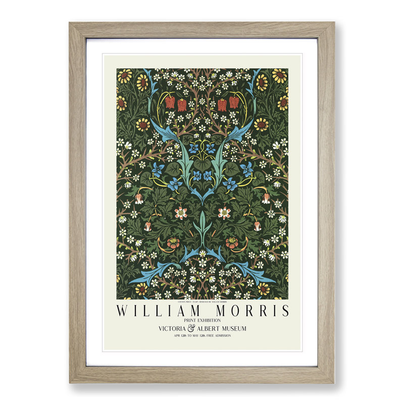 Tulip with Border by William Morris - Picture Frame Graphic Art, Oak, 48cm H x 36cm W x 2cm D
