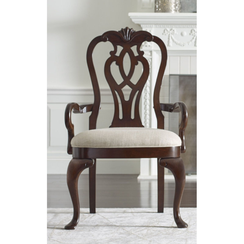 Solvig 19'' H Upholstered Cherry Armchair