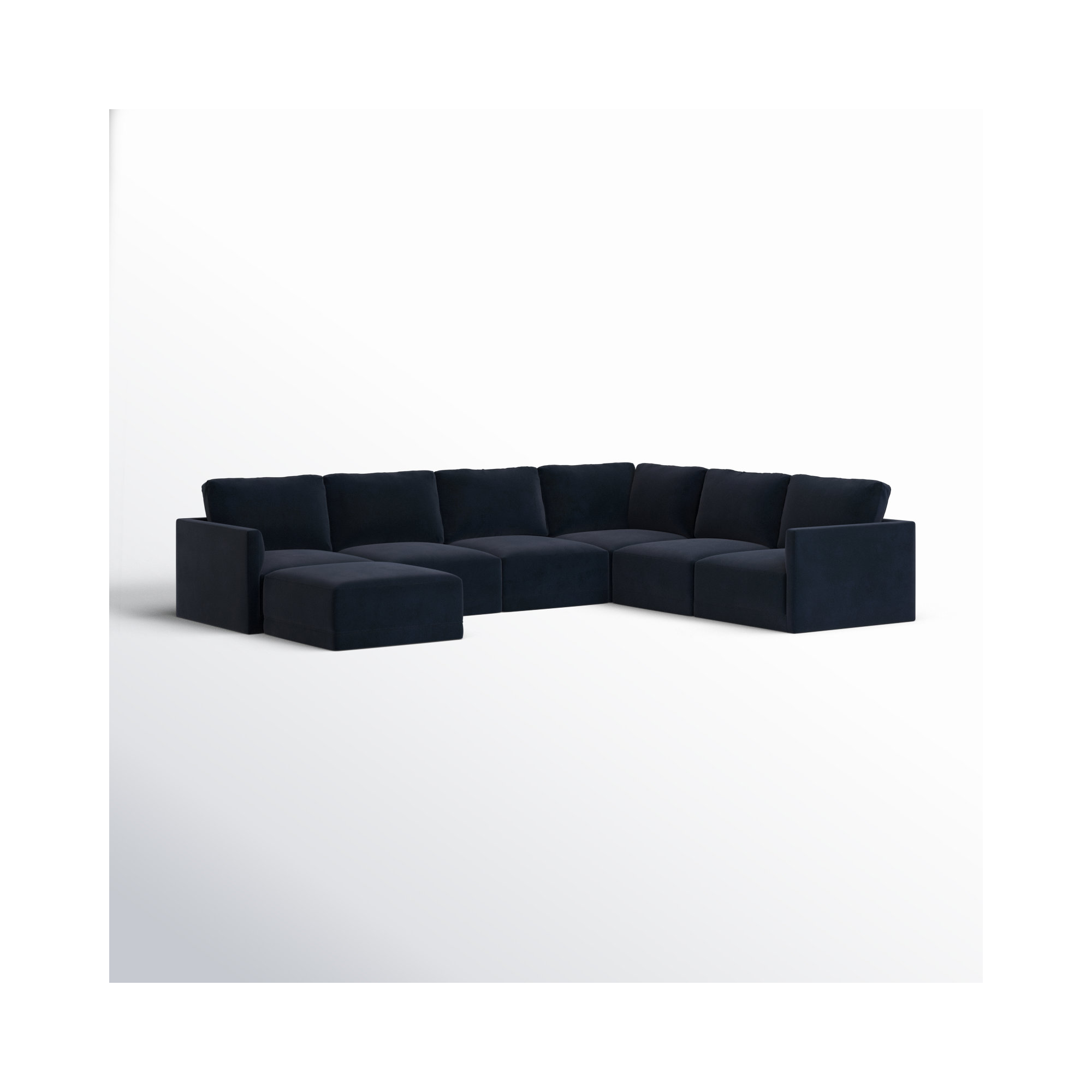 Deirdre Modular Upholstered Reversible U-Sectional, Navy