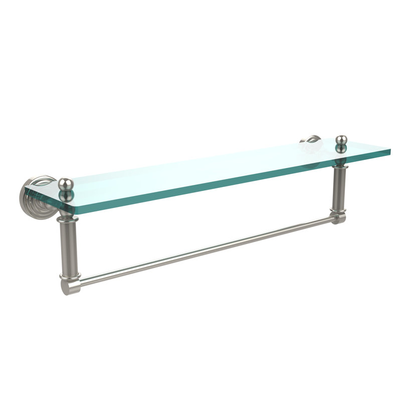 Beresford Bracket Shelf with Towel Bar, 22" W x 5" H, Polished Nickel