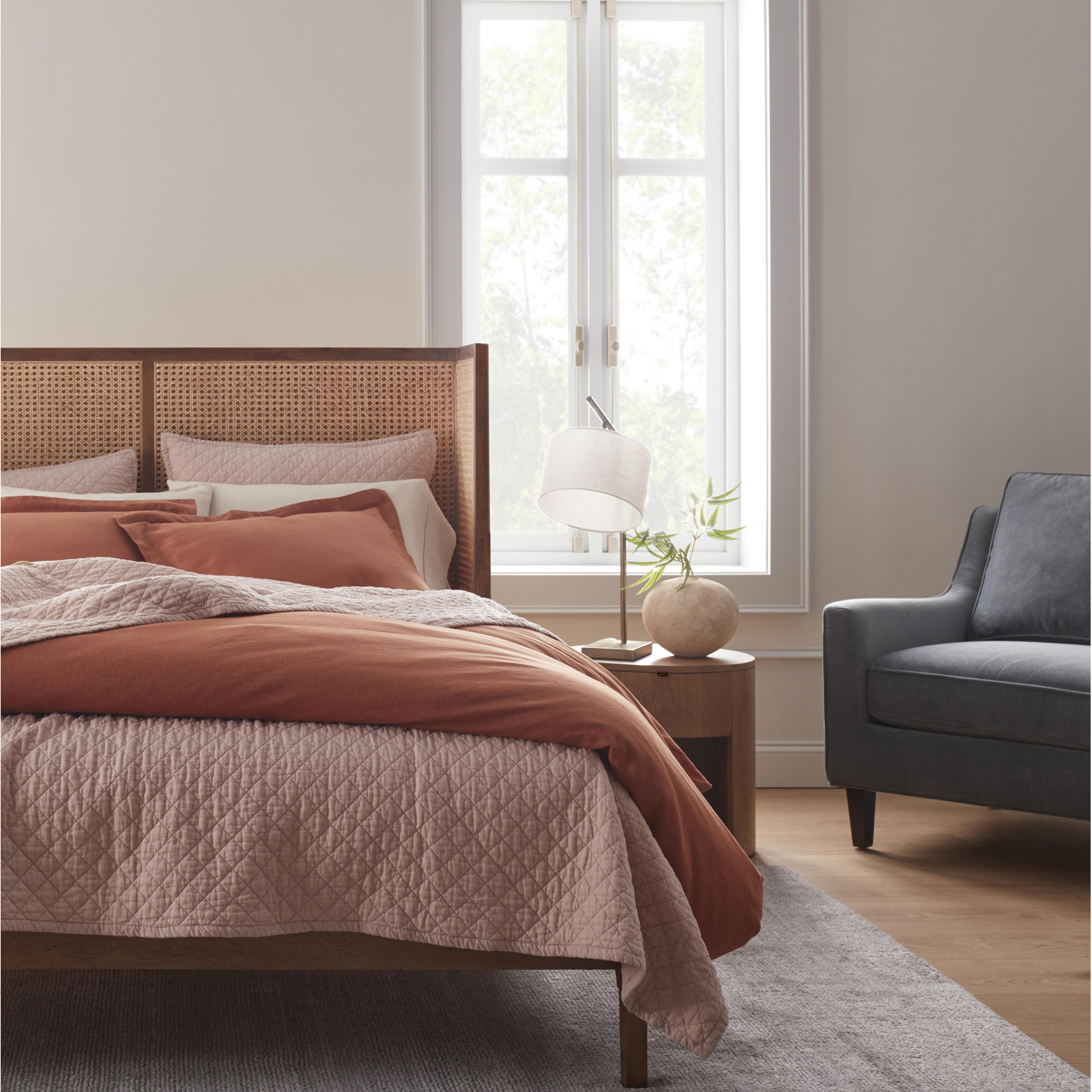 Jeffen Linen Blend Quilt, Full/Queen Quilt, Dusty Rose