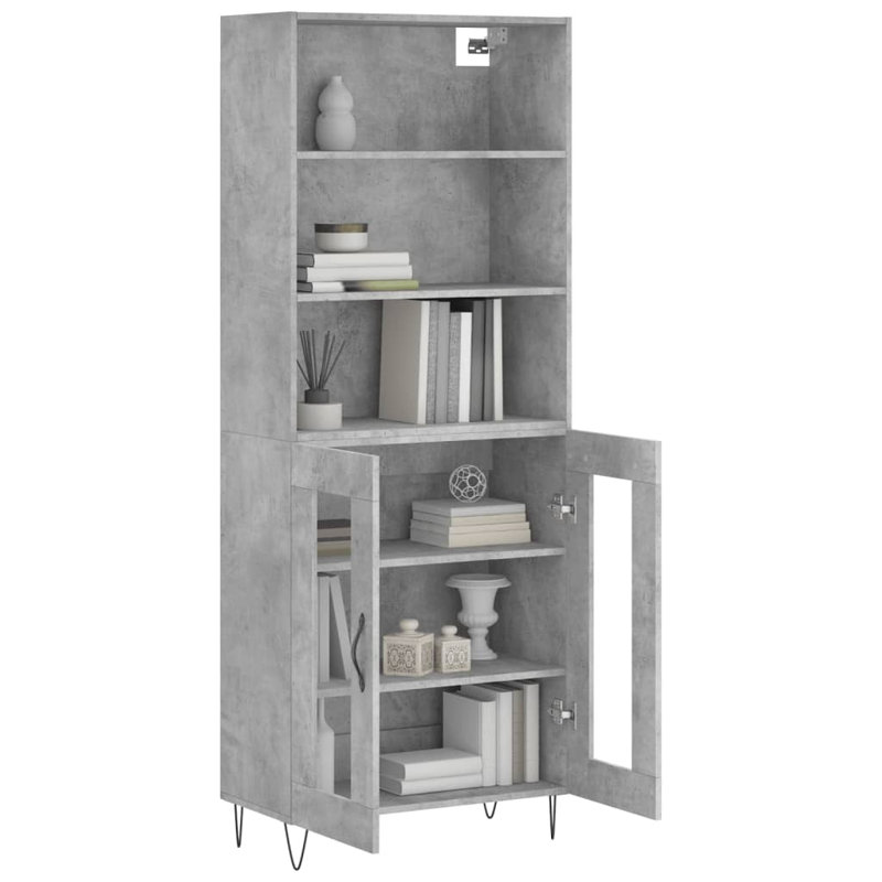 Sieger 69.5 Cm Wide Highboard, Concrete Grey