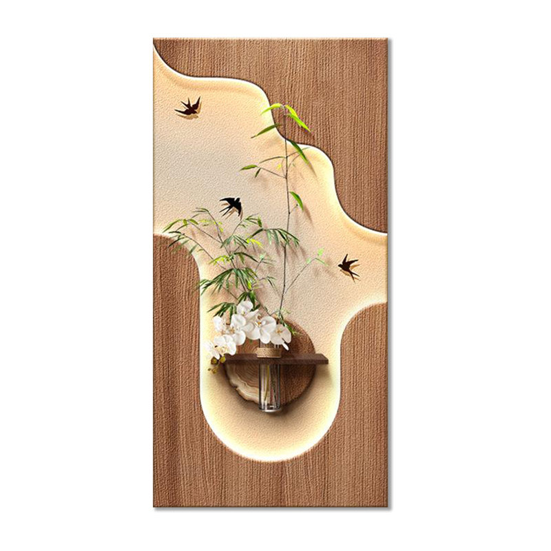 Art mural brun en grès, H 55,12 po x l 27,56 po