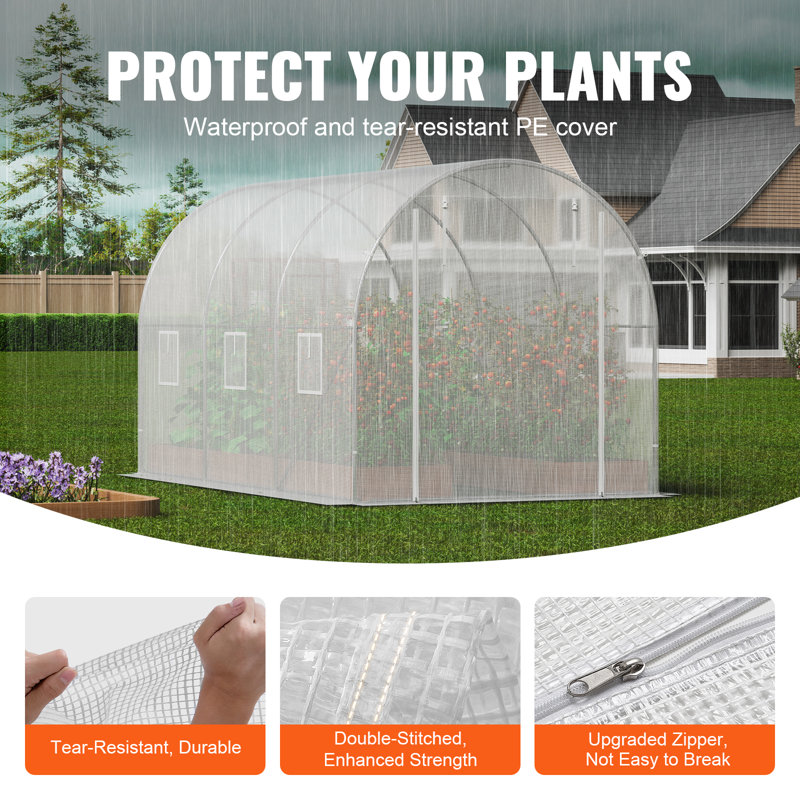 Large White Walk-In Tunnel Greenhouse with Galvanized Steel Frame