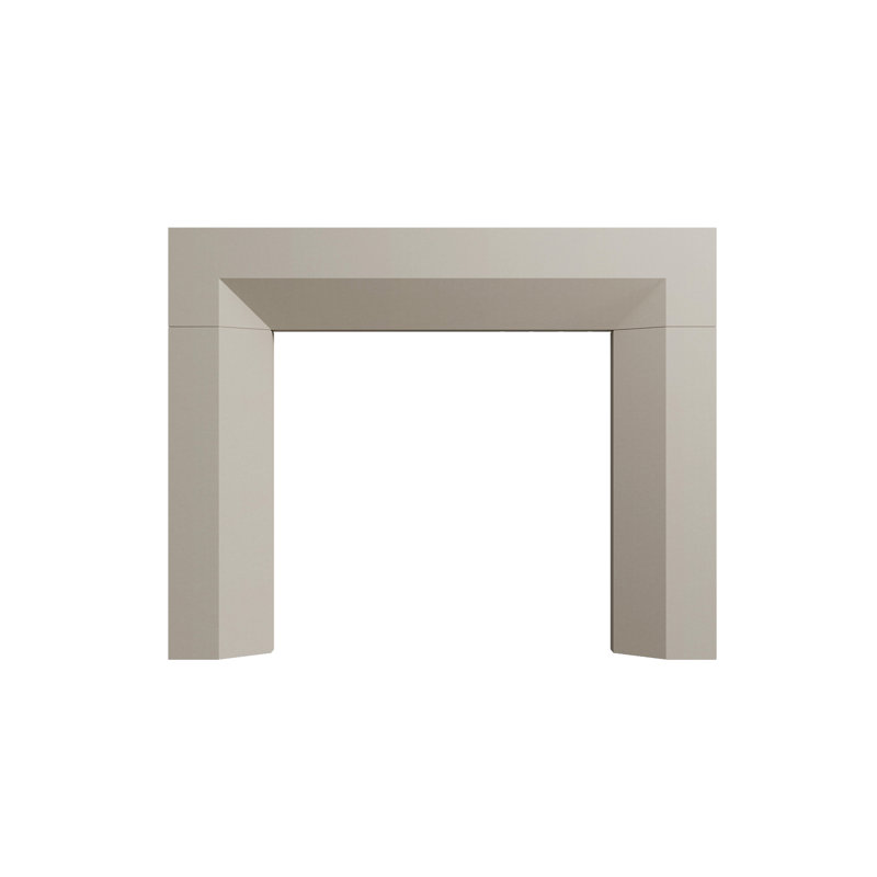 Beveled Cast Stone Fireplace Surround with Bullnose Hearth, Tan, 6" D x 54" H x 72" W