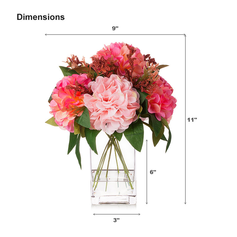 Arrangement floral de dahlia en soie artificielle dans un vase, Rose / rouge