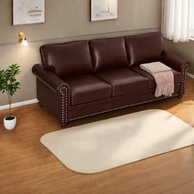 Modern Burgundy Leather Sofas With Storage, Spacious Living Room Comfort