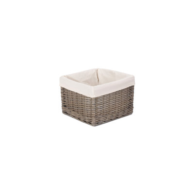 Square Wicker Storage Basket with Lining