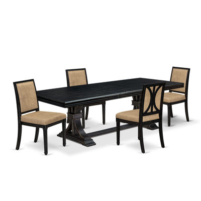 Modern Dining Table Set includes a Dining Table and Polyester Kitchen Chairs with High Back
