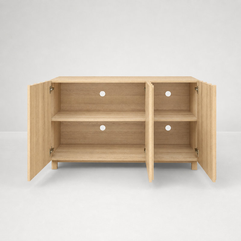 Buffet avec portes cannelées verticales Araminta, Chêne