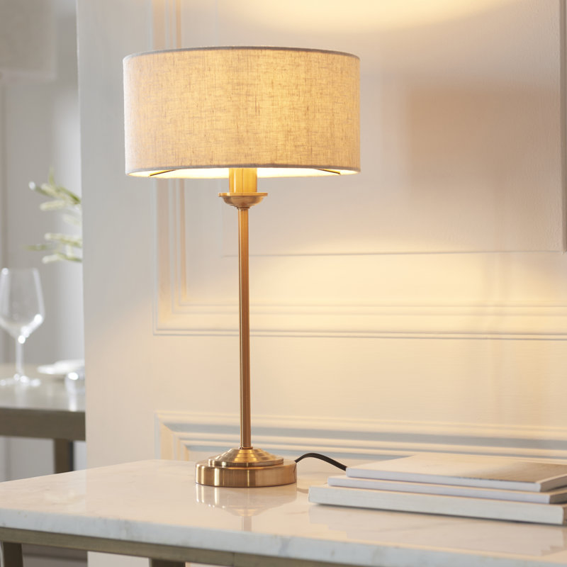 Landover Table light finished in Vintage Brass and Natural