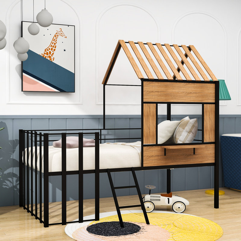 Lit mezzanine simple en métal Mcenroe, Argent