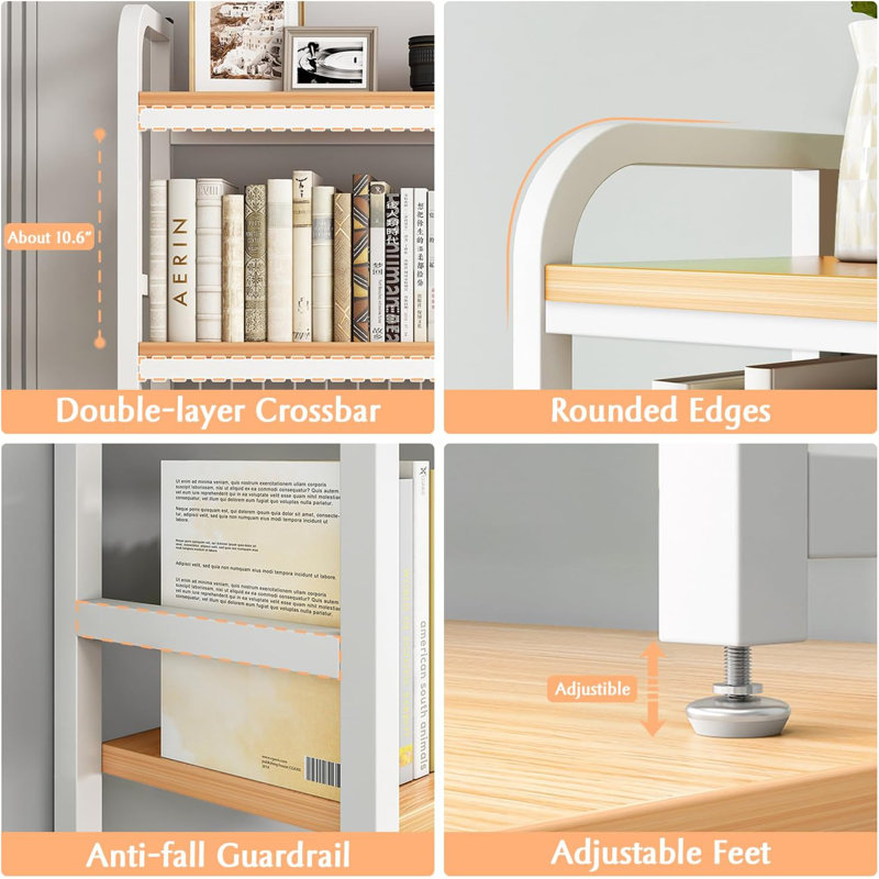 2-Tier Desktop Hutch Bookshelf - Metal Desk Shelf Bookcase with Grid Panel