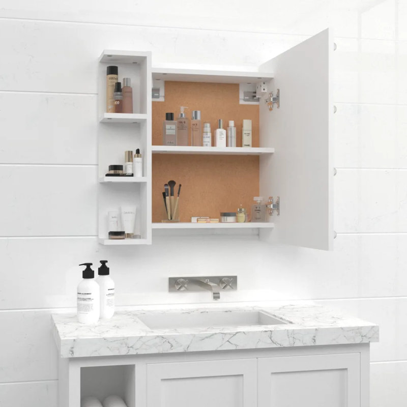700mm W 600mm H Surface Framed Medicine Cabinet Mirror 6 Fixed, White