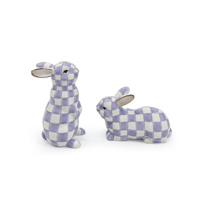 Violet Check Bunny Salt And Pepper Set