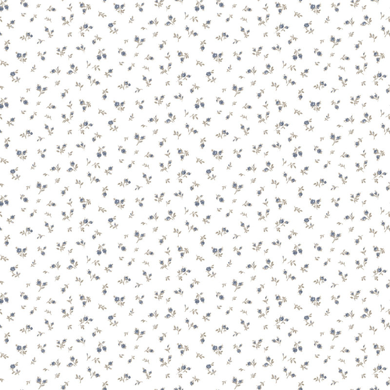 Blooming Garden Collection Tiny Rose Wallpaper Roll, Blue