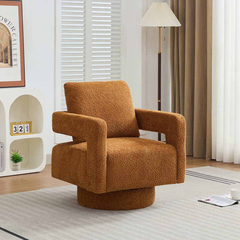Fauteuil d'appoint pivotant l 29,13 po carré, avec dossier ouvert, rotation à 360 degrés, avec coussin de dossier amovible
