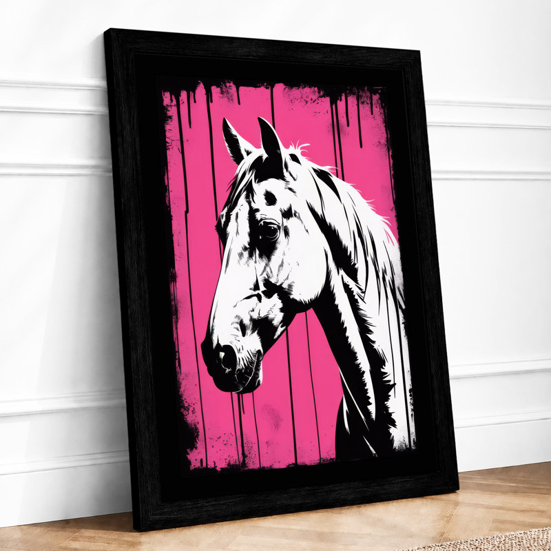 Graphic Horse Modern - Framed Print, Black, A4 - 29.7 x 21.0 cm