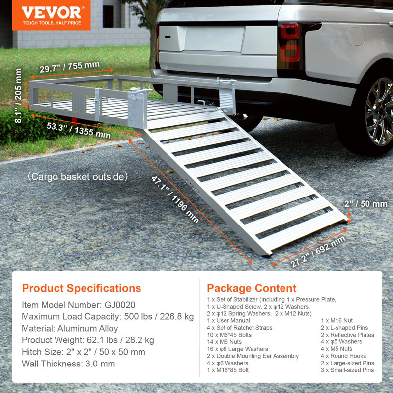 VEVOR Metal Foldable 53.3'' L Van Ramp