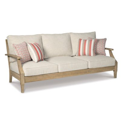 Arikka 81 " W Straight Eucalyptus Solid Wood Patio Sofa with Cushions