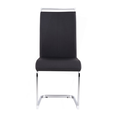 Modern PU Faux Leather High Back Dining Chairs With Chrome Metal Legs, Versatile For Multiple Rooms.
