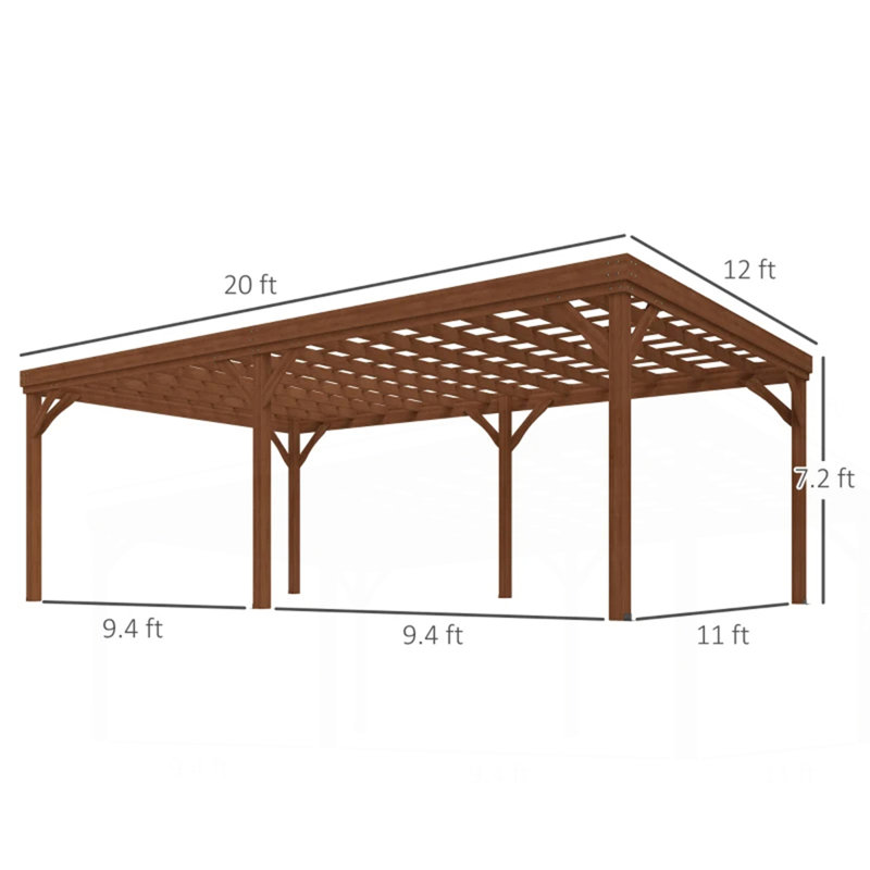 Pergola en bois pour jardin, Brun