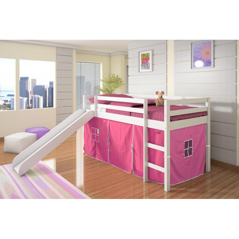 Lit mezzanine simple Ogden, Blanc / Rose