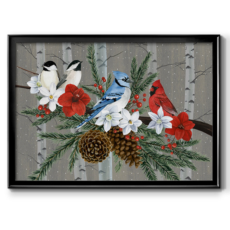Collection Birch Birds, toile tendue avec châssis en A - 2745715, H 30 po x l 44 po x P 1,5 po, Noir