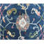 Tapis bleu marine en laine noué à la main Oushak - tapis traditionnel de style Oushak turc - tapis à médaillon floral rétro -1731484007