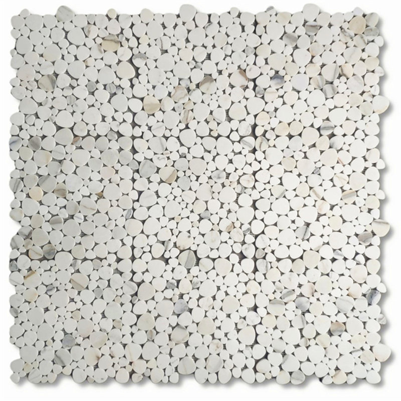 Calacatta 12" x 12" Marble Mosaic Tile, White/Gray