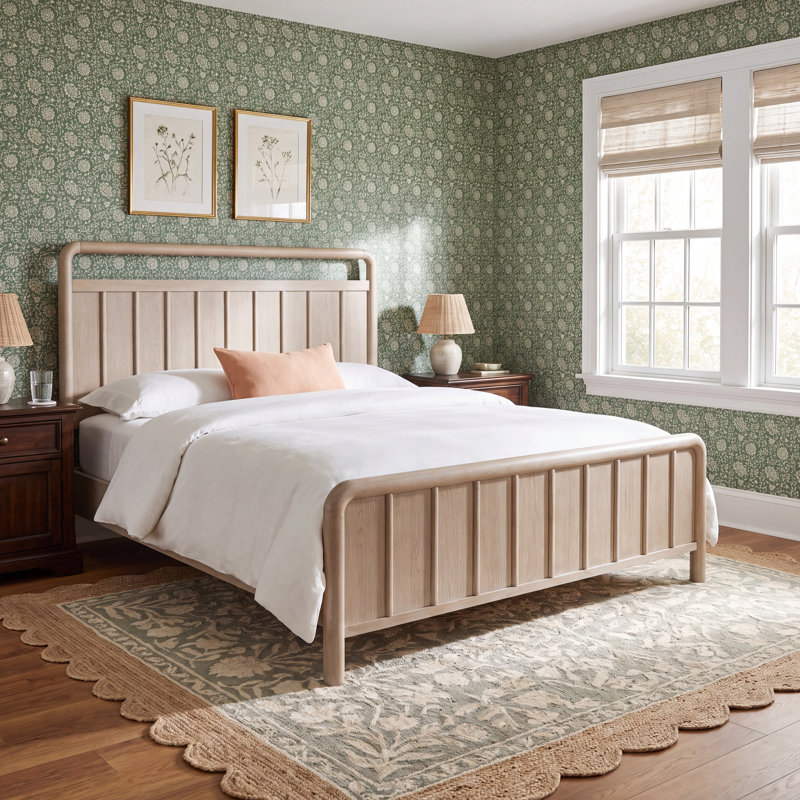 Honey Solid Wood Platform Bed, King