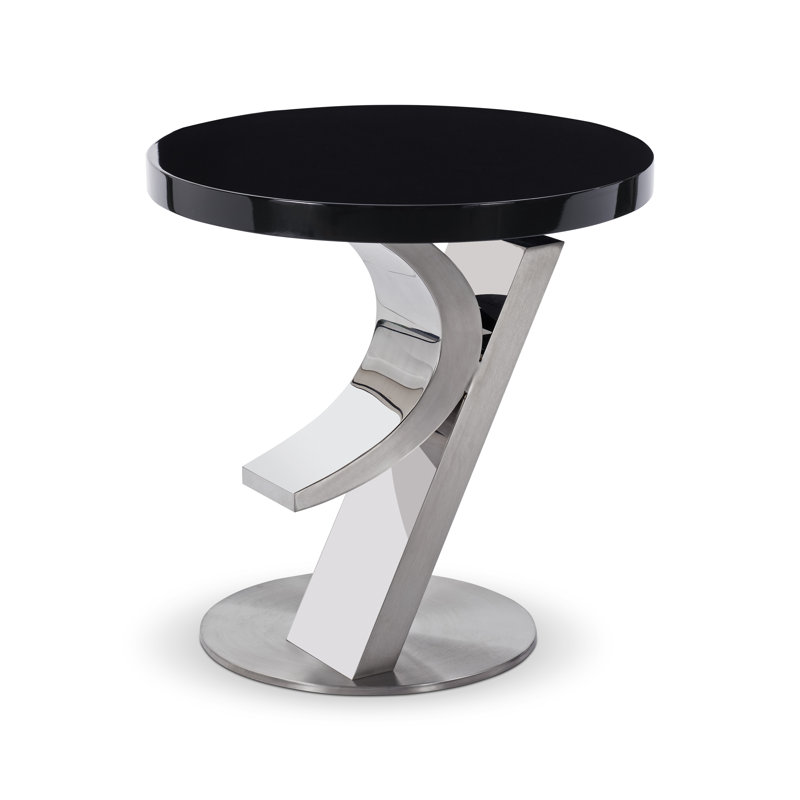 Table de bout à piédestal Bergamot, Acier inoxydable