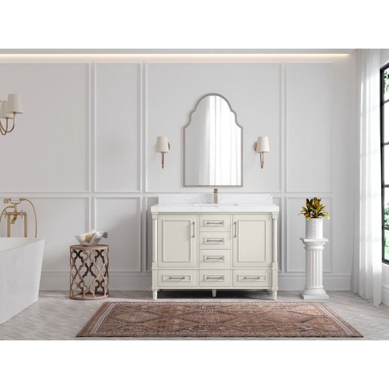 Aberdeen 48" Alabaster Single Sink Bath Vanity with Quartz Top