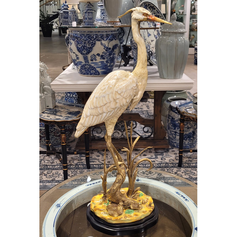 Porcelain Shore Bird with Bronze Ormolu Base
