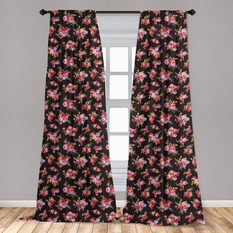 East Urban Home Floral Semi-Sheer Rod Pocket Sliding Panel, 28" x 95"