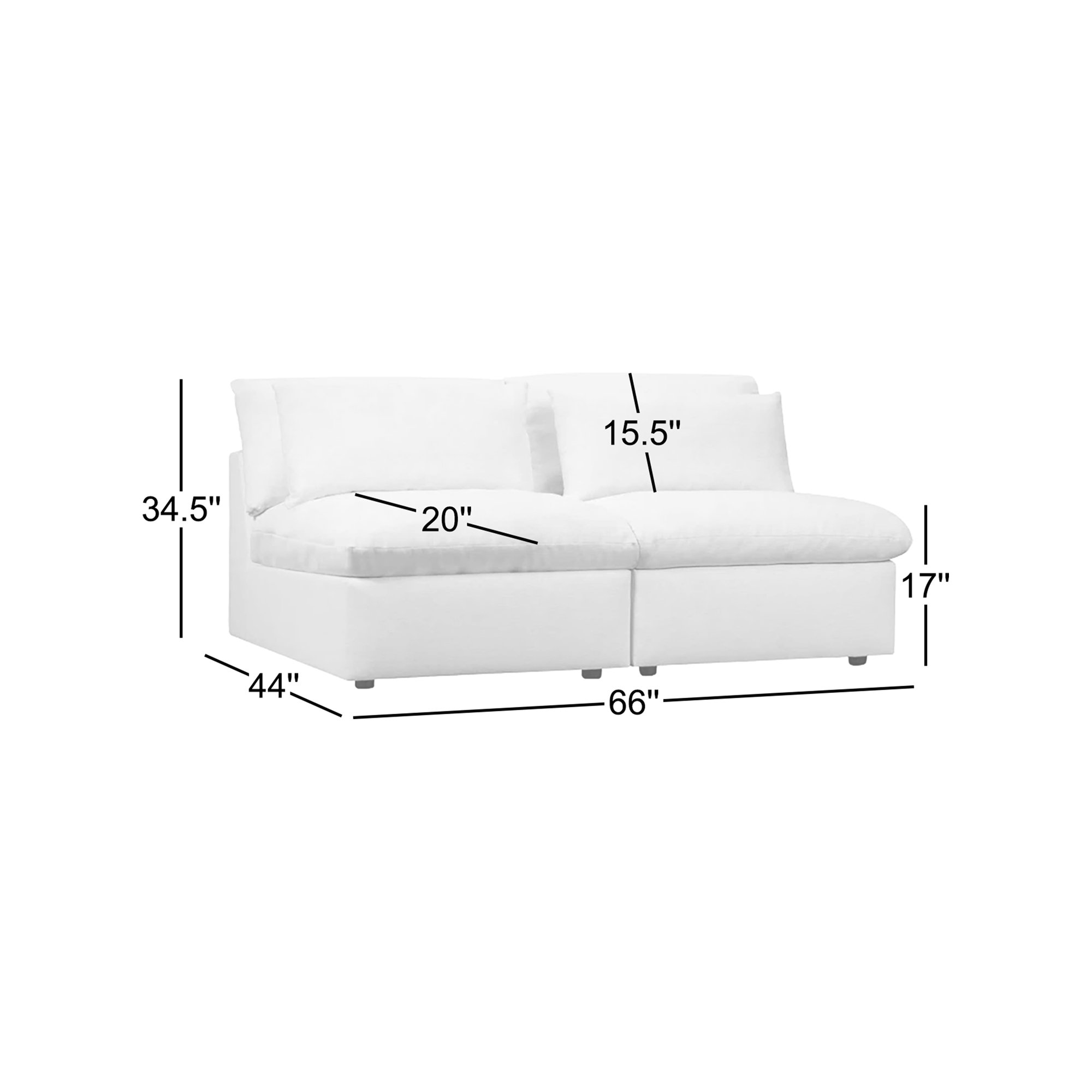 Remy Modular Armless 2-Piece Sofa, Andrew Driftwood Performance Chenille