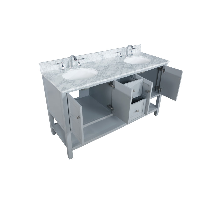 Ensemble de meuble-lavabo double 60 po Amyra Hoefer, Gris