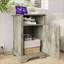 Table de chevet rustique avec station de charge Farmhouse - gris clair-847984139