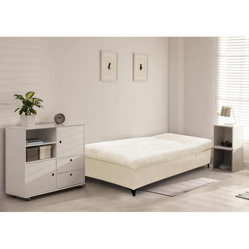 Obla Upholstered Chaise Lounge, Cream