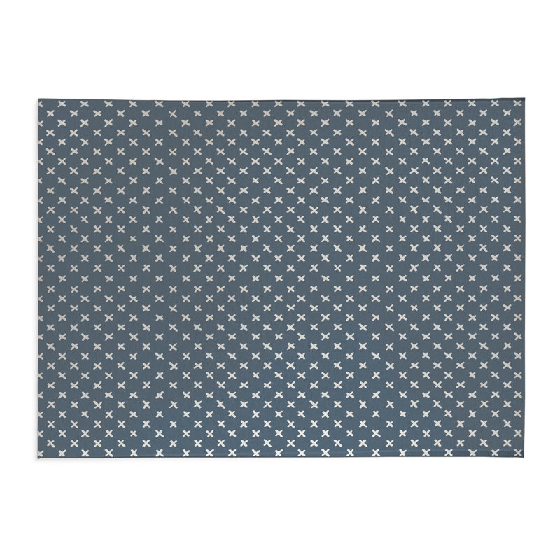 Tapis de cuisine Criss Cross, Bleu, Rectangulaire 2 pi x 3 pi