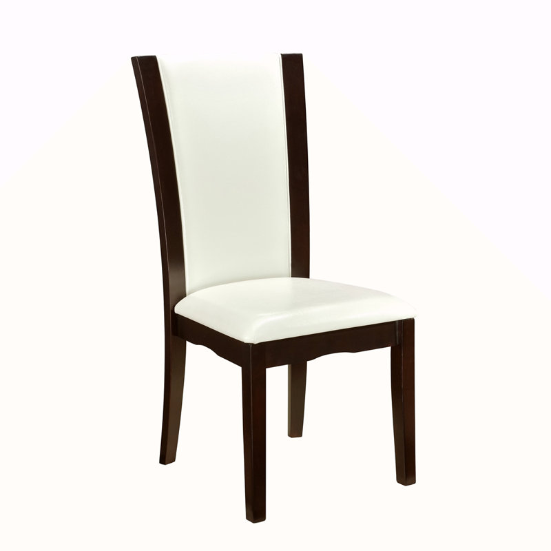 Modern Contemporary Dining Side Chairs Set Of 2 Faux Leather Upholstered Hardwood Solid, Black, White