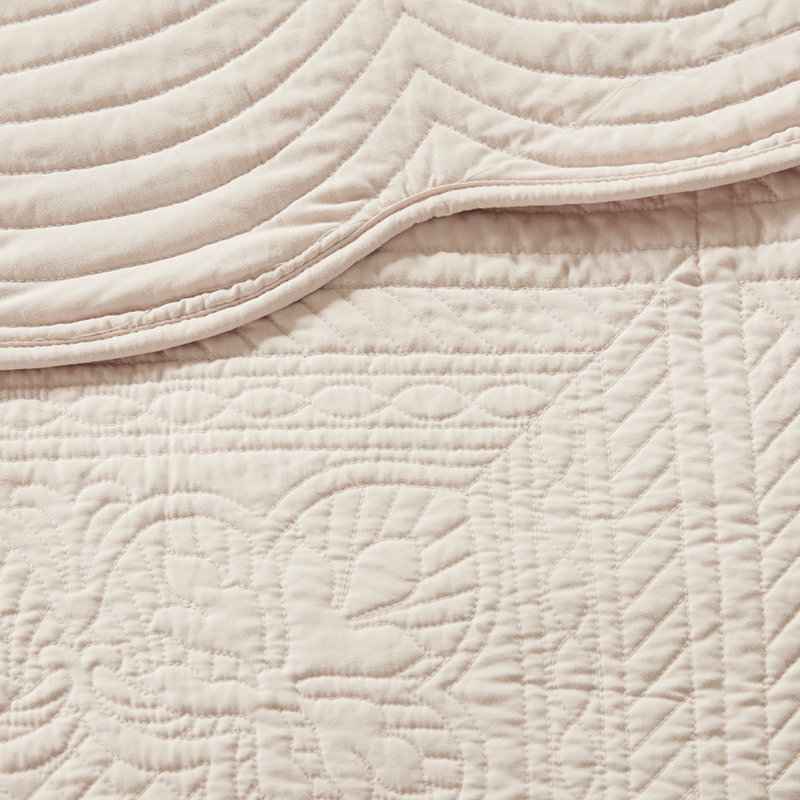 Courtepointe réversible à bords festonnés - rosé, 3, microfibre, rembourrage 90% coton, literie de charme 3 pièces, bord, doux au toucher
