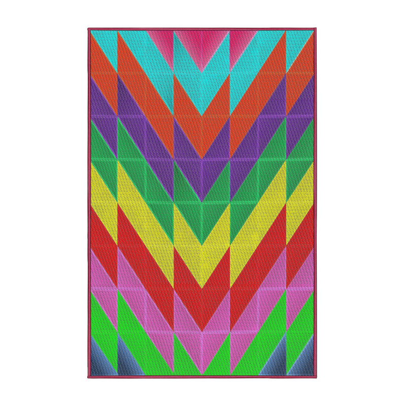 Tapis rouge/vert/bleu Izobel, Rectangle 7 pi x 10 pi