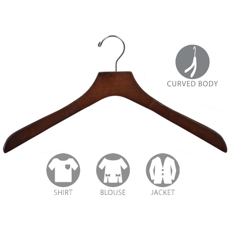 Cintre pour manteau en bois, Noyer / Chrome, 24